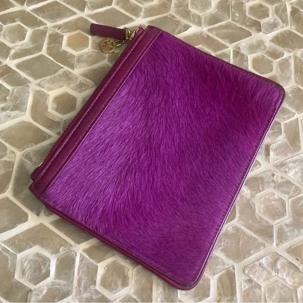 LIKE NEW!  Tory Burch Priscilla calf hair pouch in fuchsia purple
